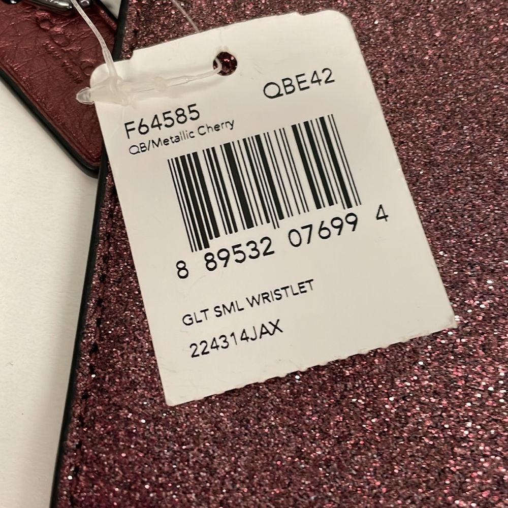 Coach Purple Dark Pink Glitter Wristlet. Brand New With Tags Authentic Bling - Picture 8 of 10
